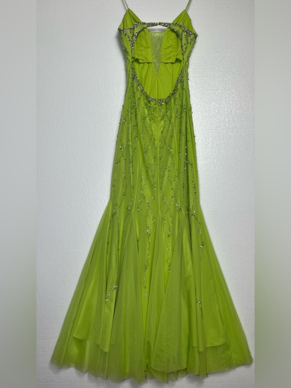 Cache Lime Green Beaded Formal Gown Mermaid Prom Dress Size S great condition - Picture 9 of 10